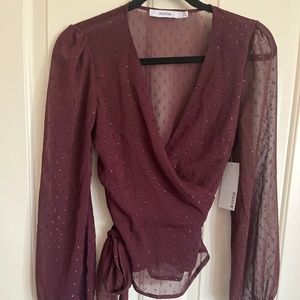 Just Fab Sheer Wrap Shirt Size XS